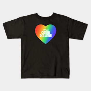 I Love Cœur d'Alene Pride In Rainbow Colors Heart Kids T-Shirt